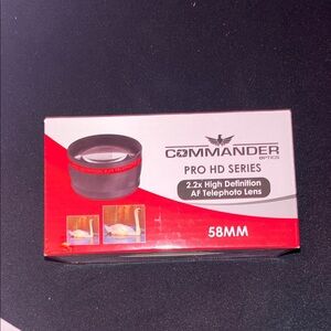 58mm Black and Red Telephoto Lens